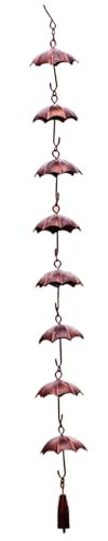 Chaîne de gouttières, chaîne de Pluie Parapluie, chaîne de Recettes de Pluie en métal de 39 Pouces, chaîne de gouttière Suspendue pour Les Villas, Cours, Parcs d'été extérieurs, chaînes de Pluie pour