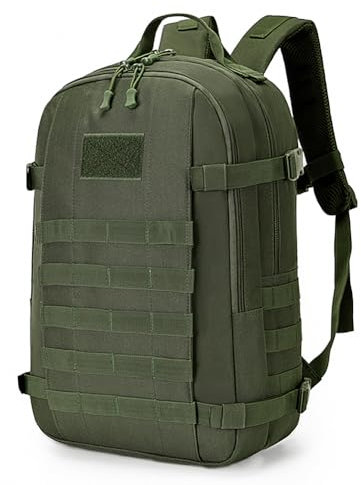 Explokit Zaino Tattico Piccolo da 15L 25L Borsa Militare con Sistema Molle Zaino Scolastico per Campeggio Escursionismo Ciclismo e Trekking (#30L-Verde Scuro)