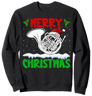 Merry Christmas - French Horn Marching Band Musician Xmas Sweatshirt