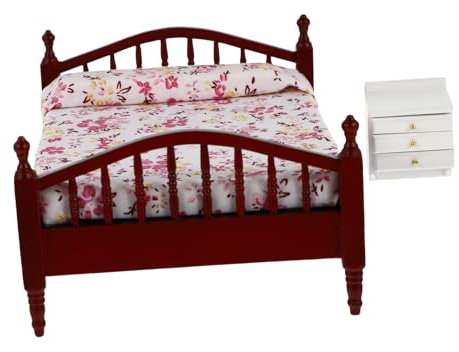 HAWILLOSCH 1satz Miniatur Möbel Deko Doppelbett Ornament Nachttisch Für Schlafzimmer Stabilem Details Leicht Und Tragbar