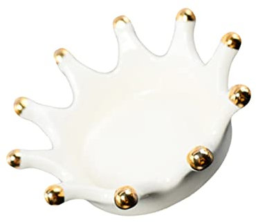 LIFKOME 1pc Crown Shaped Ceramic Jewelry Tray for and Necklaces Decorative Storage Dish for Home Decor and Photography Props and Elegant Design