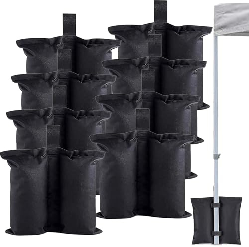 140 Pfund extra große Sandsäcke für Pop-up-Pavillons im Freien, geeignet für Pop-up-Zelte, Pavillons und andere Faltpavillons, ohne Sand (Schwarz, 8er-Pack)