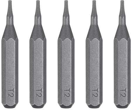 QUARKZMAN 5 Stück T2 Schraubendreher Torx Bit Set, Bitsatz 4mm Sechskantschaft 28mm/1,1 Zoll Länge Magnetisch Stern 6 Punkt Kopf Sechskant Bits S2 Stahl Werkzeugset Elektroschrauber Tools