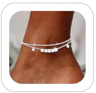 Maynor Fußkettchen für Damen Frauen Silber 925 Gold mit Herz Anhänger Fussketten Verstellbare Stapelbare Fußkette für Mädchen Handmade Sommer Strand Schmuck Geschenk