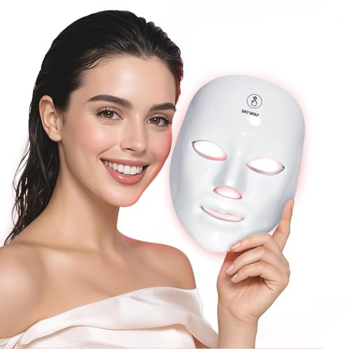 Maschera per il viso LED con 7 colori, maschera a luce rossa senza fili, ricaricabile, per la cura della pelle, uso domestico e in viaggio