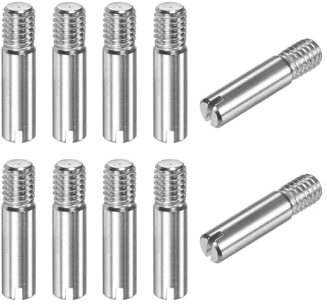 M METERXITY 10-Pack M6 x 25mm Slotted Cylindrical Pin Dowel, 304 Stainless Steel External Thread Locating Dowel Parallel Pins for Metal Devices/Wooden Projects [Silver Tone]