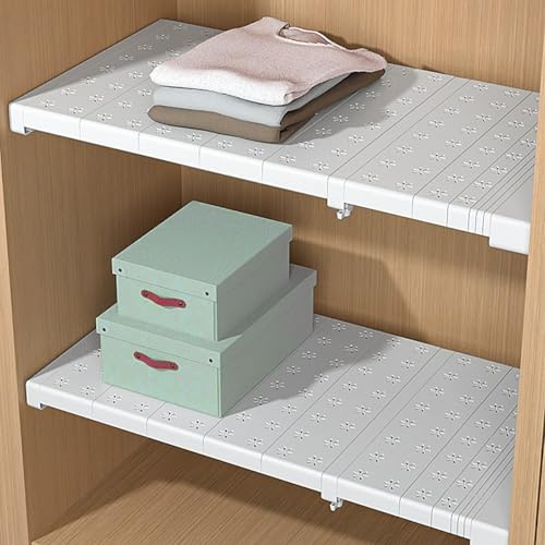 ETOPARS Erweiterbar Garderoben-Trennfach Edelstahl Einstellbares Schrankorganisator Regalteiler Aufbewahrungsregal DIY Ohne Bohren für Küche Badezimmer (Kohlenstoffstahl, 24cm Breite, 31-42cm Länge)