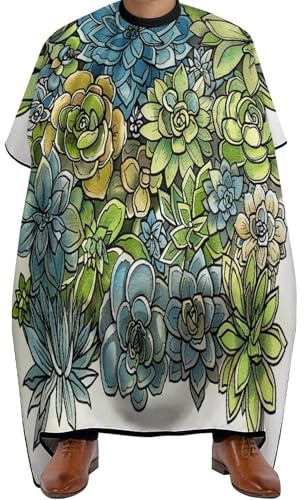 AQRJLPM Green Succulent Picture Adult Barber Cape Professional Hair Cutting Cape with Adjustable Snap Closure Haircut Kit Hairdressing Apron for Home Salon And Barbershop