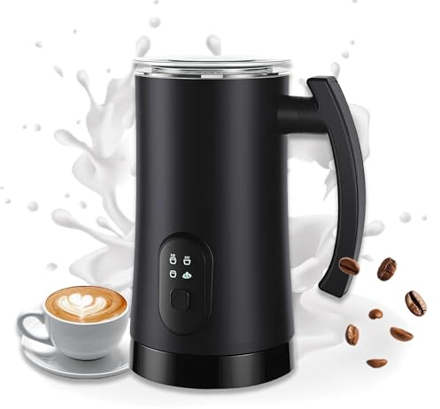 Milk Frother Electric 4 in 1, Automatic Milk Frother and Milk Steamer, 11.8oz/350ml Large Capacity Warm and Cold Foam Maker for Whole Milk, Latte Coffee, Cappuccino (Black)