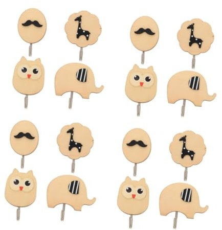 DIYEAH 4 Set Gancio in Viscosa Tiene Bagni Montato Asciugatura Ganci Adesivi Cucina Appendiabiti Rustici Ganci Da Parete Ganci in Legno Per Appendere Gancio Adesivo Di Legno 4 Pezzi * 4