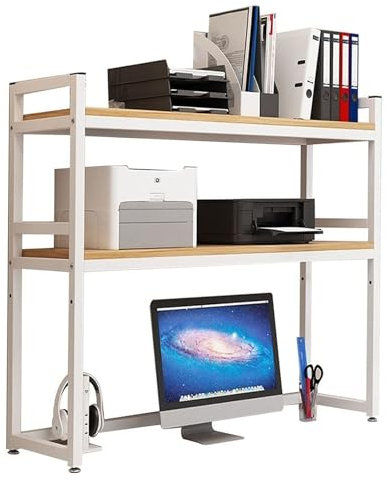 Librería De Sobremesa Para Escritorio De Ordenador, 2 Capas Estantería De Sobremesa Ajustable, Estantería Multiusos Para Almacenamiento De Libros(A,115x32x90cm)
