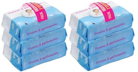 480 Toallitas húmedas de limpieza bebé frescas & perfumadas Deliplus con aloe vera | Pack Ahorro [6 x 80 = 480 toallitas]