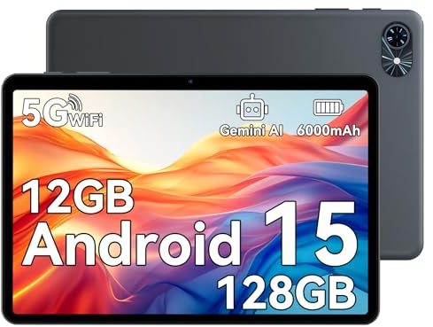 TABWEE Android 15 Tablette, 12 Go+ 128 Go(2To TF), 6000 mAh/18 W, Gemini AI, Widevine L1, 5G WiFi, Tablette Tactile