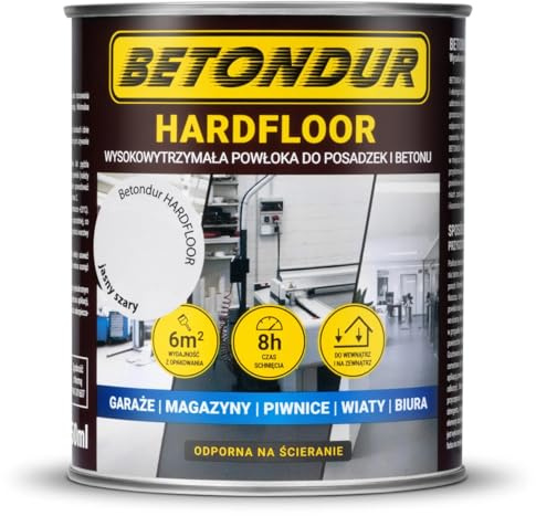 Betondur HARDFLOOR Vernice Pavimenti Cemento 0,75L – Grigio Chiaro – Vernice a base d’acqua per pavimenti in cemento – Resistente all’usura e di rapida asciugatura – Per garage e cantine