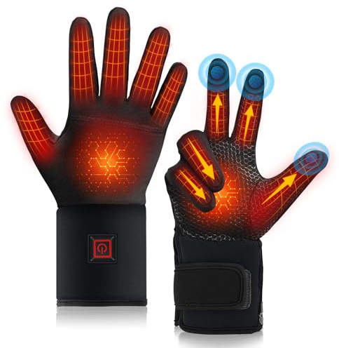 Heated Gloves for Men Women Rechargeable, Electric Heated Warm Winter Gloves for Motorcycle Skiing Bike Hunting Camping - Gloves for Cold Weather, Medium