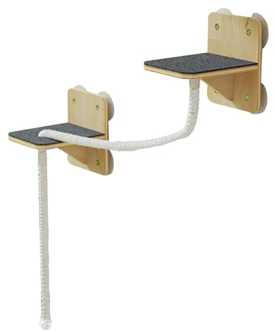 Estantes de Pared para Gatos | Estantes de Pared para Gatos para Interiores, Torre de árbol – Torre rascadora Natural para escaleras, Juguetes para Ventana de Perca, Interior y Exterior, Puerta de