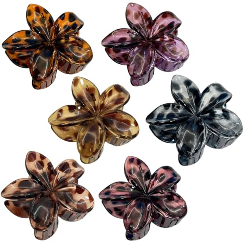 KIRZAX Paquete de 6 Pinzas de Flores para Mujer,Pinza Flor Pelo, Antideslizante,Accesorios para el Cabello Hawaiano,Hair Garra Clip para Mujeres Niñas Diario Fiesta Boda Playa Viajes
