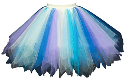 Honeystore Women's Short Vintage Ballet Bubble Puffy Tutu Petticoat Skirt Blue Yellow Purple