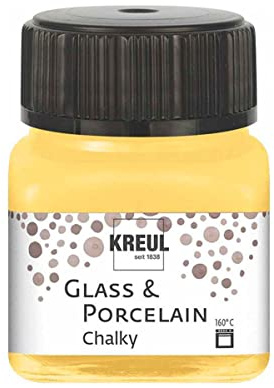 KREUL 16632 - Glass & Porcelain Chalky Yellow Safran, 20 ml Glas, sanft - matte Glas- und Porzellanmalfarbe auf Wasserbasis, schnelltrocknend, deckend