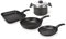 Moneta Etnea Batteria Smart Set da 5 Pezzi, Padella 24 cm, Wok 28 cm, Bistecchiera 28 x 28 cm, Pastaiola 22 cm con Coperchio
