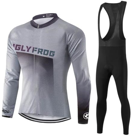 UGLY FROG Radtrikot Anzug Herren Winter Sport & Freizeit MTB Fahrradbekleidung Largarm Hemd Polyester Radsport Männer Hose Set