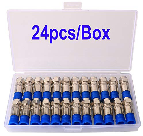 Gebildet 24Piezas RG6 F-Tipo Coaxial de Compresión de Alambre de Cable, Conector Coaxial RG6, Coaxial Adaptador de Enchufe, para el Satélite y Televisión por Cable