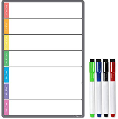 TMS Magnetisk veckoplanerare och organiserare A3 | Porträtt anpassningsbar whiteboard för familj/företagsuppgift och måltider, med gratis penna, INTE landskap