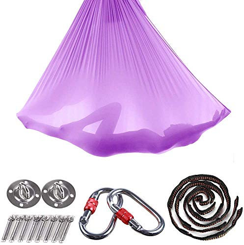 Brinny Yoga DIY Silk Pilates Premium Aerial Silks Equipment Aerial Yoga Tuch Aerial Silk elastische Yoga Hängematte mit Stoff Zubehör 5 Meter