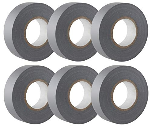 GTSE Isolierband Grau 19 mm x 20 m 6 Rollen | Strapazierfähig, selbstklebend, PVC, zum Schutz und Reparieren von Kabeln