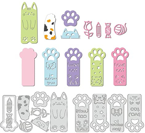 GLOBLELAND Stanzschablonen Lesezeichen Metall Schneiden Schablonen Katzenpfote Stanzformen für Kartenherstellung und DIY Scrapbooking Dekor