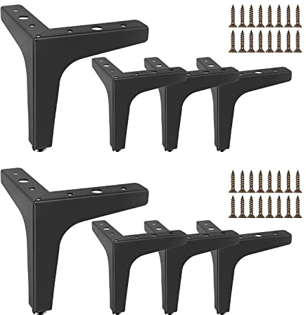 DBREAKS 8 Stück Möbelfüße, 10cm Dreieck Tischbeine, Schwarz Metallfüße, für Couchtische,Schränke, Sofa,Nachttisch,TV-Schränke, Schubladen, Mit Schrauben