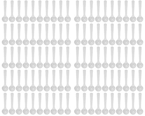 Reutilizable Cucharas medidoras de 100 piezas, juego de cucharas medidoras de plástico blanco, cuchara de fertilizante de plástico Cuchara medidora de 2 ml/1 g para jardinería Adecuada para la vida