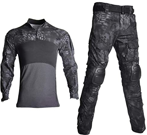 Militär-Uniform-Trainingsanzug, Camouflage, Jagdhemden, Cargohosen, Paintball-Kleidungs-Sets, Schwarze Python-Shirts, XL