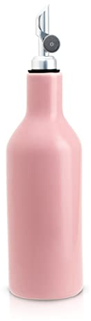 Rosebud Bottle Co. Ceramic Pink Olive Oil Dispenser - Coffee Syrup & Vinegar Cruet, Weighted Pourer, Safe Storage