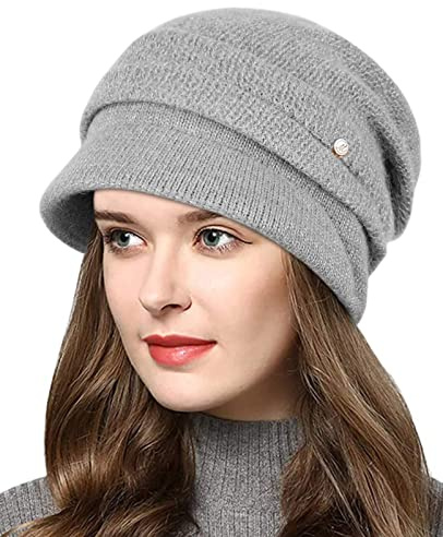 Wantonfy Damen Strickmütze Mütze Beanie Wintermütze Schirmmütze Hüte Caps | Winter,Warme, Strickmütze, Skimütze, Beanie