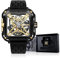 CIGA Design Automatik Uhr Herren - X Serie SUV Armbanduhr Quadratisch Mechanische Skelettuhr Saphirglas mit Geschenkkarton (Titan Gold)