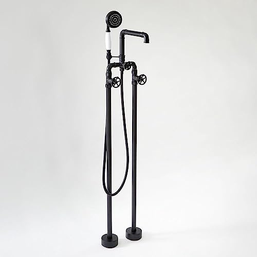 Milano Zandra Freestanding Bath Shower Mixer Tap Swivel Spout Hand Shower - Black