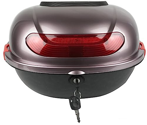 JUNNIU Caja Superior Trasera de la Motocicleta Caja Superior del Maletero Trasero Caja Impermeable del Maletero del Equipaje del Scooter para el Equipaje del Casco de la Tienda, con 2 Llaves, Tira