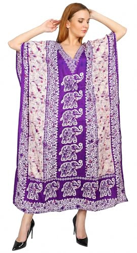 SHYAMVUN Kaftani lunghi da donna, stile kimono, maxi abiti da donna in taglia normale a libera, coprente con cinturino regolabile, Viola, Taglia unica