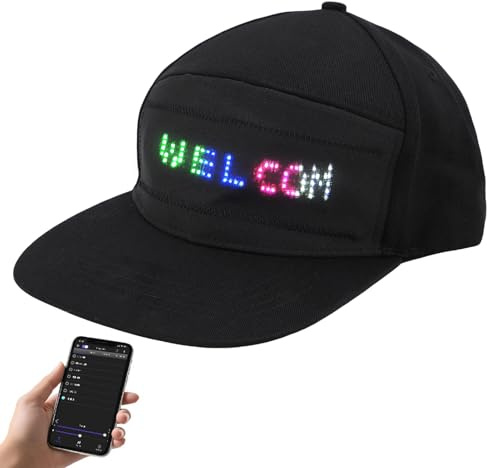 Programmerbar LED-keps med -appkontroll, Redigerbar Färgglad Hatt för Utomhuskonserter, Karnevaler (svart hatt)