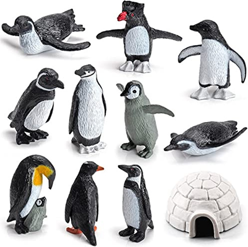 OUKEYI Juego de mini animales árticos, 11 figuras realistas de pingüino, juego de aventura, juguetes educativos tempranos, decoración de pasteles, suministros de Navidad y fiesta de cumpleaños