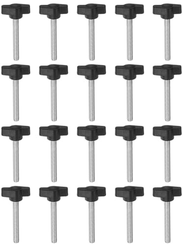 QUARKZMAN 20 Stück Rändelschrauben mit T Flügelknöpfe M6 x 50mm Kunststoff T-Kopf Gewindebolzen Klemmschraube Flügelschraube Haltegriffe 27mm Klemmknopf Daumenschrauben für Maschine, Schwarz