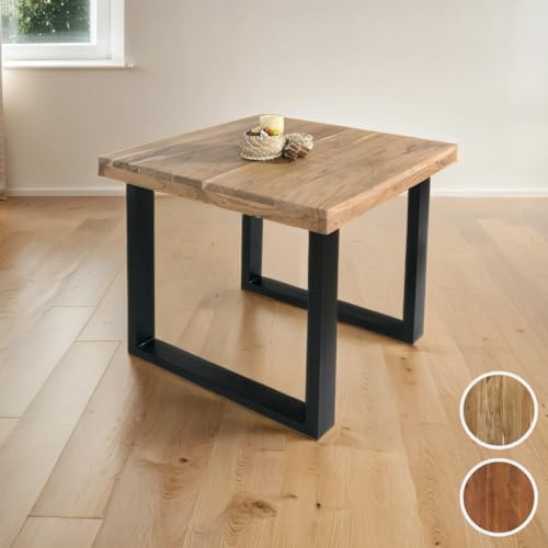 SAM Esstisch Rio 80x80 cm Akazie Natur gerade Kanten U-Gestell schwarz | Esszimmertisch, Akazienholz naturfarben massiv, Metallgestell