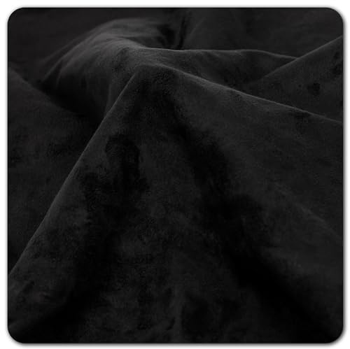 Folindo® Mikrofaserstoff Folie Schwarz 120 x 152cm - Selbstklebende Luftkanal Autofolie Blasenfrei - Wildleder Velours Optik Strech Dehnbar