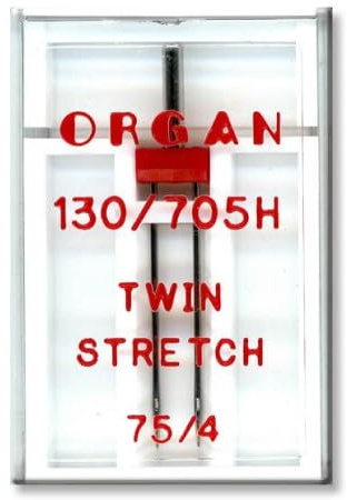 ORGAN Nähmaschinennadeln Universal Jeans Leder Stretch Jersey Microtex Quilting Embroidery 130/705 H (Zwillingsnadel - 75-4mm)