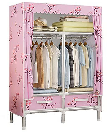 BOKNI Tragbarer Kleiderschrank, offener Kleideraufbewahrungs-Organizer mit Kleiner Schublade für Spielzeug, Unterwäsche, Schuhe (Größe: 100 x 170 x 45 cm, Farbe: B)