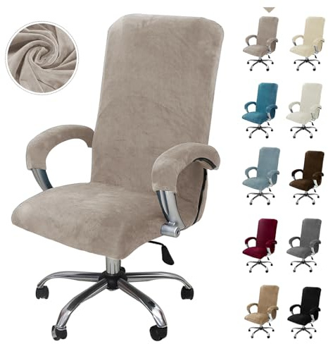 Alishomtll Samt Bürostuhl Bezug mit Armlehne Stuhlhussen Taupe X-Large | Stretch Gaming Stuhl Bezug Elastische Sessel Überzug Stuhlbezüge für Bürostuhl Computer Stuhl Drehstuhl Schreibtischstuhl