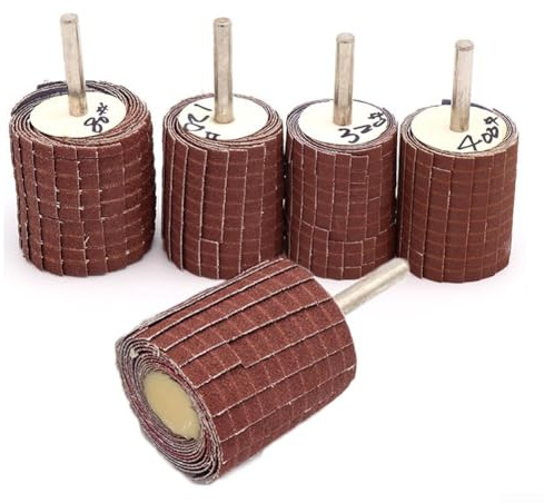 Lamellenschleifscheibe mit 6 mm Schaft, zum Polieren und Schleifen, braune Farbe, 35 mm statischer Durchmesser (Körnung 120)