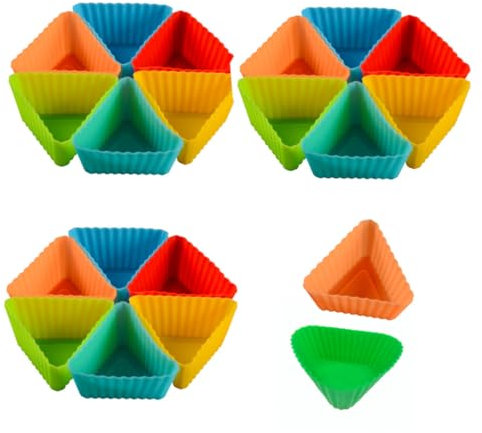 PHENOFICE 20stücke Silikon Muffinförmchen Dreiecksform Wiederverwendbar Und Lebensmittelechtes Material Für Muffins Und Cupcakes Farblich Gemischt