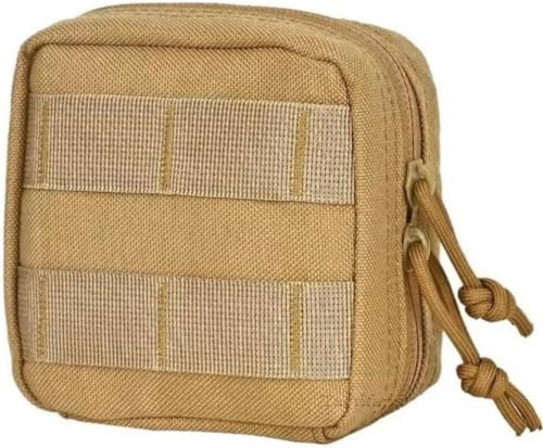 Gexgune Utility Molle Daily Carry Pouch Compass Knife Flashlight Card Admin Map Holder Outdoor Hiking Camping Hunting Accessories Waist Pack Bag (Tan)
